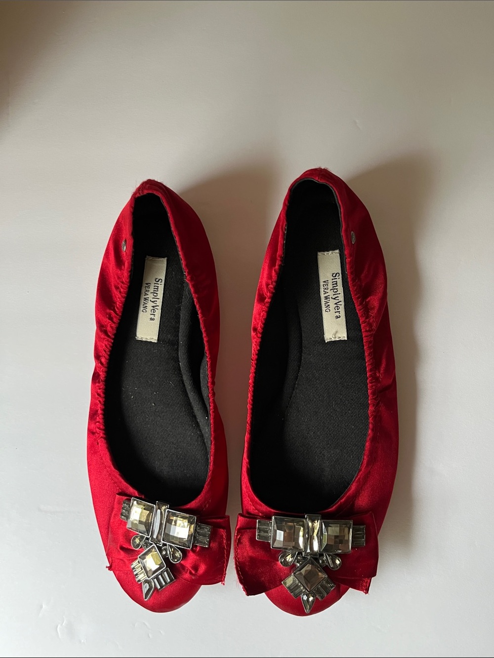 Red Jeweled Ballet Flats - Simple
